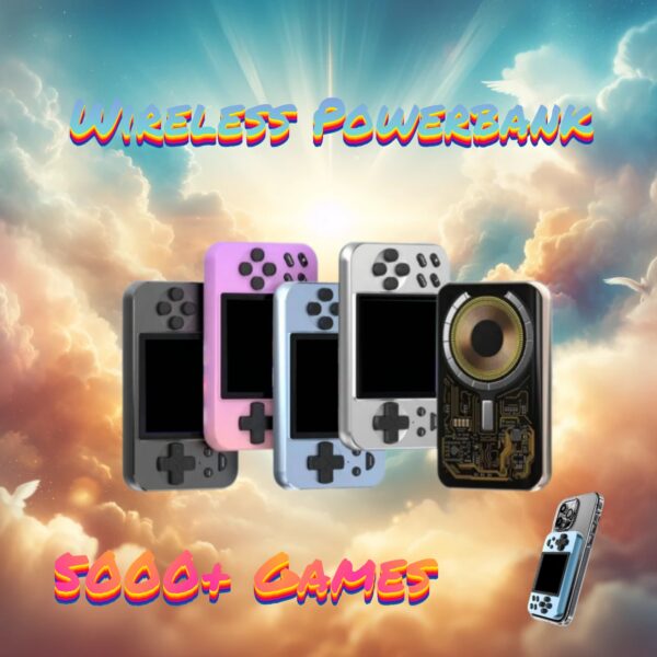 Handheld Game Console Powerbank 5000mah, 2-in-1 Magnetic Wireless Charging, 3inch IPS Screen