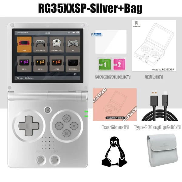 ANBERNIC RG35XXSP Entry Level Flip Handheld Gaming Console, 3.5'' IPS Screen – Linux System, HDMI-Compatible TV Output, 64GB+ Storage, Pre-Installed with 5500+ Games - Image 15