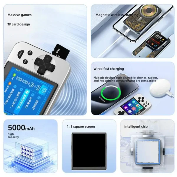 Handheld Game Console Powerbank 5000mah, 2-in-1 Magnetic Wireless Charging, 3inch IPS Screen - Image 4